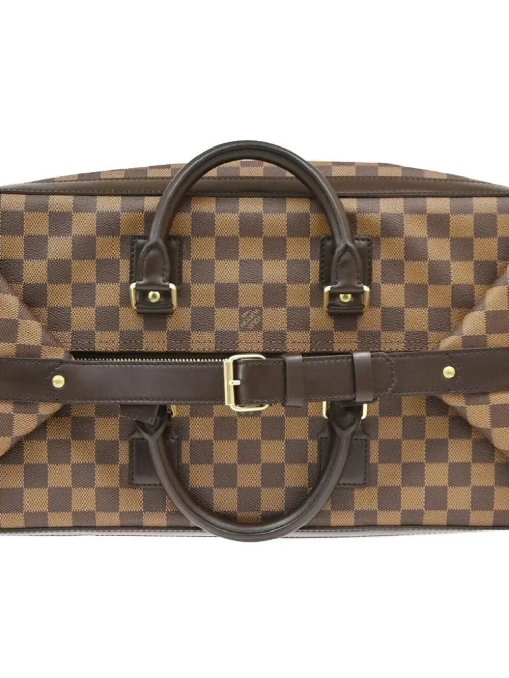 LOUIS VUITTON Grimaud Travel Hand Bag Damier Ebene Leather Brown